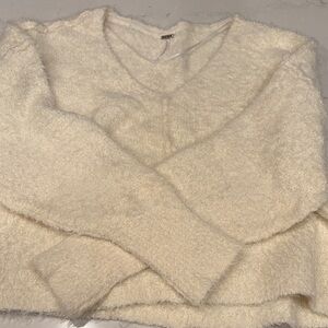 Free People Cream V-Neck Sweater